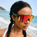 Chamelo Music Shield Glasses (Black Frame | Fire Lenses)