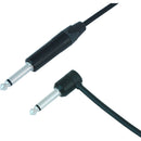 Cable Techniques Low-Profile Right-Angle 1/4" TS Male to Straight TS Male Cable (6', Black Cap with ID Ring)