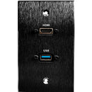 Comprehensive HDMI 2.0 and USB-A 3.0 Pass-Through Wall Plate with Pigtail (Black)