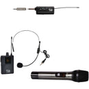 Galaxy Audio GTU Galaxy Trek Compact UHF Dual Channel Wireless System with One Handheld Mic and One Headset Mic (524-593.5 MHz)