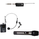 Galaxy Audio GTU Galaxy Trek Compact UHF Dual Channel Wireless System with One Headset Mic and One Handheld Mic (524-593.5 MHz)