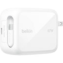 Belkin UltraCharge Retractable 67W GaN Wall Charger (White)