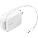 Belkin UltraCharge Retractable 67W GaN Wall Charger (White)