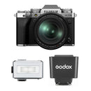 FUJIFILM X-T5 Mirrorless Camera with 16-80mm f/4 Lens and Mini Flash Kit (Silver)