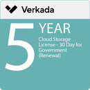Verkada 5-Year Cloud Storage License for Government (30 Day Retention, Renewal)