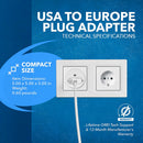 OREI USA to Type E/F Plug Adapter (2-Pack)