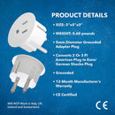 OREI USA to Type E/F Plug Adapter (2-Pack)
