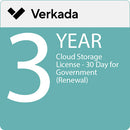 Verkada 3-Year Cloud Storage License for Government (30 Day Retention, Renewal)