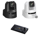 Canon CR-N350 4K 3G-SDI NDI 20x Zoom PTZ 3-Camera Kit with Touchscreen Controller (1x Black, 2x White)