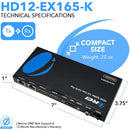 OREI 1x2 HDMI 4K Extender Splitter over Cat 6/7