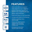OREI 4K HDMI over HDBaseT Extender with IR/CEC/PoC (394')