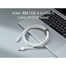 Anker 322 PowerLine USB-C to USB-A Cable (10', White)