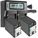 Power2000 Dual Bay LCD Charger & Two Batteries for Canon BP-A60N