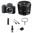 Sony ZV-E10 Mirrorless Camera with 10-20mm f/4 Lens and Live Streaming Kit (Black)