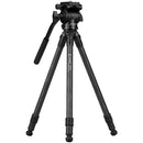 Cayer CH10LS1 Carbon Fiber Tripod with Fluid Head (Black)