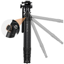 Cayer CH35S1 Carbon Fiber Tripod with Fluid Head (Black)