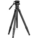 Cayer CH35S1 Carbon Fiber Tripod with Fluid Head (Black)