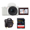 Sony ZV-E10 Mirrorless Camera with 16-50mm f/3.5-5.6 II Lens and Basic Bundle (White)
