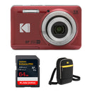 Kodak PIXPRO FZ55 Digital Camera with Complete Starter Bundle (Red)