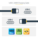 StarTech 240W USB-C Charging Cable (Black, 3')