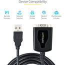 StarTech USB-A 2.0 to DB9 RS-232 Serial Adapter Cable with COM Port Retention (3', TAA)