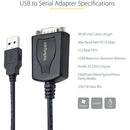 StarTech USB-A 2.0 to DB9 RS-232 Serial Adapter Cable with COM Port Retention (3', TAA)