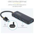 StarTech USB-C to 4-Port USB-A 3.2 Gen 1 Mini Hub (Black)