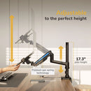 Mount-It! Laptop Mount with Pole and Gas Spring Arm for Desktops