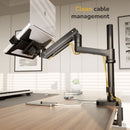 Mount-It! Laptop Mount with Pole and Gas Spring Arm for Desktops