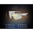 BleeqUp Ranger AI Sports Camera Glasses (White Frame, Blue Gold ZEISS Lens)