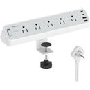 Tessan Desk Clamp Surge Protector Power Strip (Gray, 10')