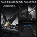 Alvin's Cables 8K HDMI 2.1 Straight to Right-Angle Braided Coiled Cable (Black, 12 to 18")