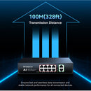 Tenveo TEVO-POE8 8-Port Gigabit PoE+ Compliant Unmanaged Switch