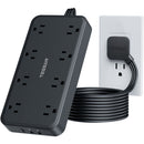 Tessan Surge Protector with Flat Plug, 8 AC Outlets, 2 USB-A & 1 USB-C