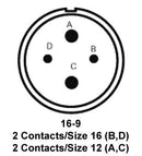 ITT CANNON MS3108R16-9S Circular Connector, MIL-DTL-5015 Series, MS3108 Series, Right Angle Plug, 4 Contacts, Solder Socket