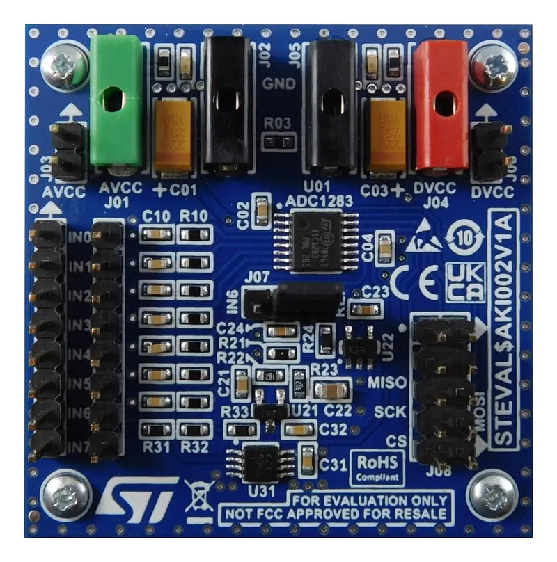 STMICROELECTRONICS STEVAL-AKI002V1 Evaluation Board, ADC1283IPT, 12bit, 200kSPS, Successive Approximation ADC, Data Converter