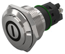 EAO 82-6162.1000.B001 Vandal Resistant Switch, On/Off, 82 Series, 22 mm, SPDT, Momentary, Round Raised Flat Flush