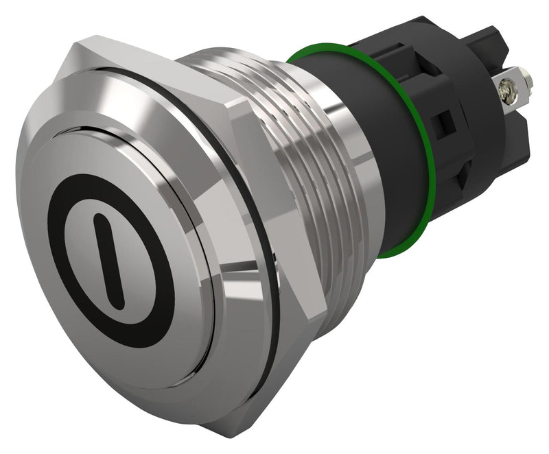 EAO 82-6162.1000.B001 Vandal Resistant Switch, On/Off, 82 Series, 22 mm, SPDT, Momentary, Round Raised Flat Flush