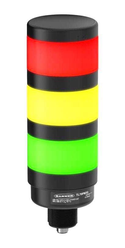 BANNER ENGINEERING TL70PM3Q TOWER LIGHT, BLUE/GREEN/RED, 30VDC