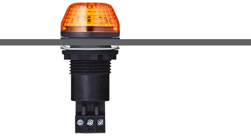 AUER SIGNAL 800501405 Beacon, Flashing / Steady, Orange, 24 V, IP65, 18 mm H, 30 mm Lens, IBS M22 Series