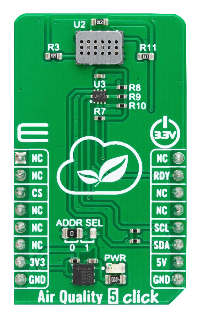 MIKROELEKTRONIKA MIKROE-5762 Add-On Board, Air Quality 5 Click, MiCS-6814, MOS Sensor, I2C, 3.3V/5V in