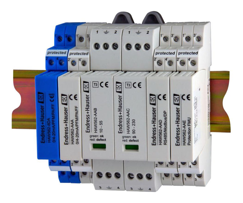 ENDRESS+HAUSER HAW562-AAA Line Protector, 1 Pole, 20 kA, 33 VDC, DIN Rail, HAW562 Series