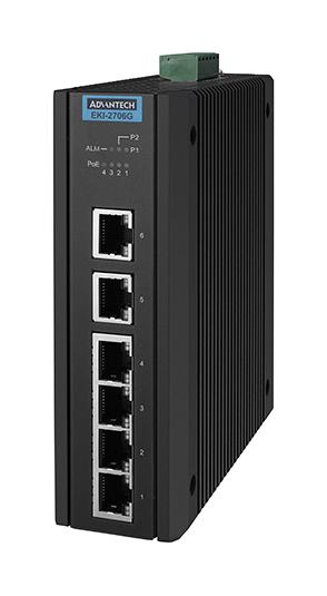 ADVANTECH EKI-2706G-2GPI-A ENET SWITCH, UNMANAGED GBIT, RJ45X6