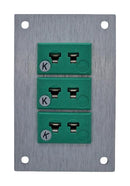 LABFACILITY IM-K-FF + FMP-3 Thermocouple Connector, 45 x 70mm Panel, Miniature, K, Socket, 3Way, Green, IEC, Fascia Mount