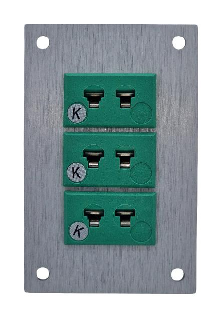 LABFACILITY IM-K-FF + FMP-3 Thermocouple Connector, 45 x 70mm Panel, Miniature, K, Socket, 3Way, Green, IEC, Fascia Mount