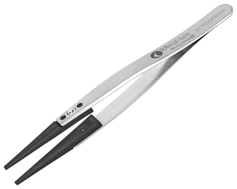 IDEAL-TEK 279CCFR.SA.1.IT 279CCFR.SA.1.IT Tweezer Replaceable Tip ESD Safe Straight Flat 115 mm Stainless Steel Body New