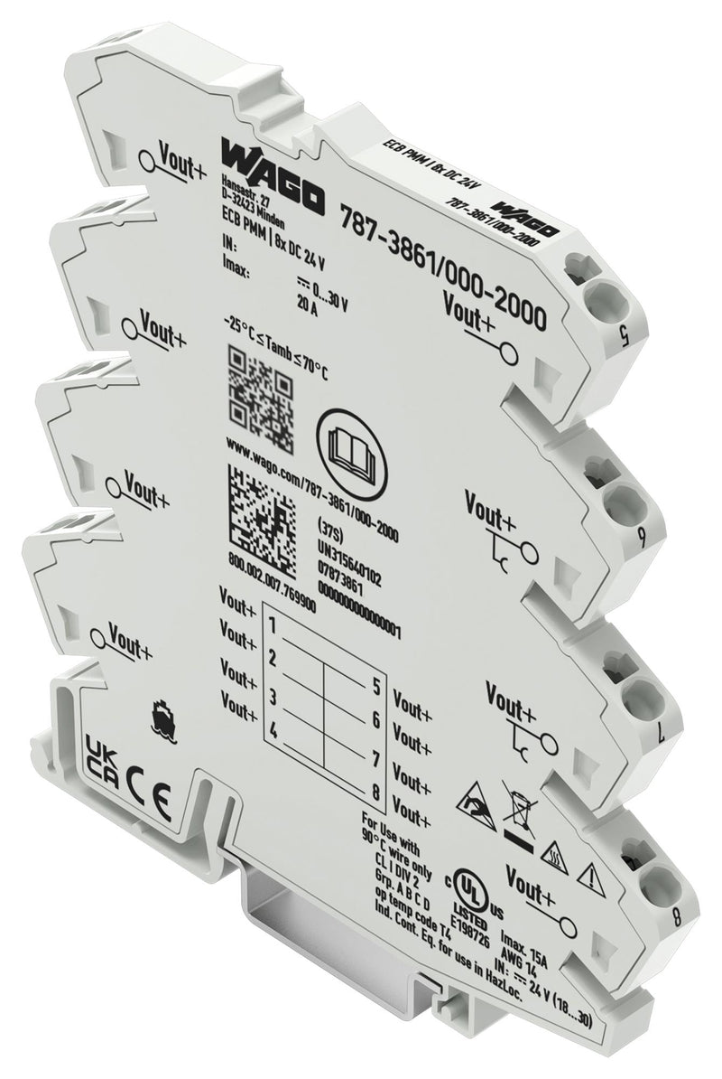 WAGO 787-3861/000-2000 POTENTIAL DISTRIBUTION MODULE, 24V, 20A