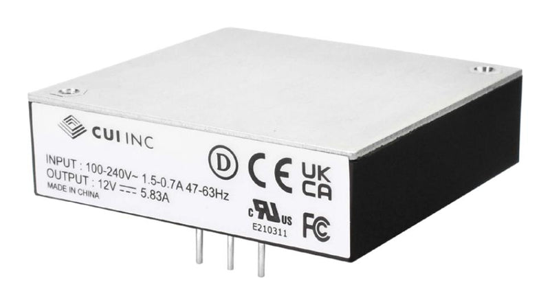 CUI VBM-70-36 AC/DC PCB Mount Power Supply (PSU), ITE, 1 Output, 69.8 W, 36 VDC, 1.94 A