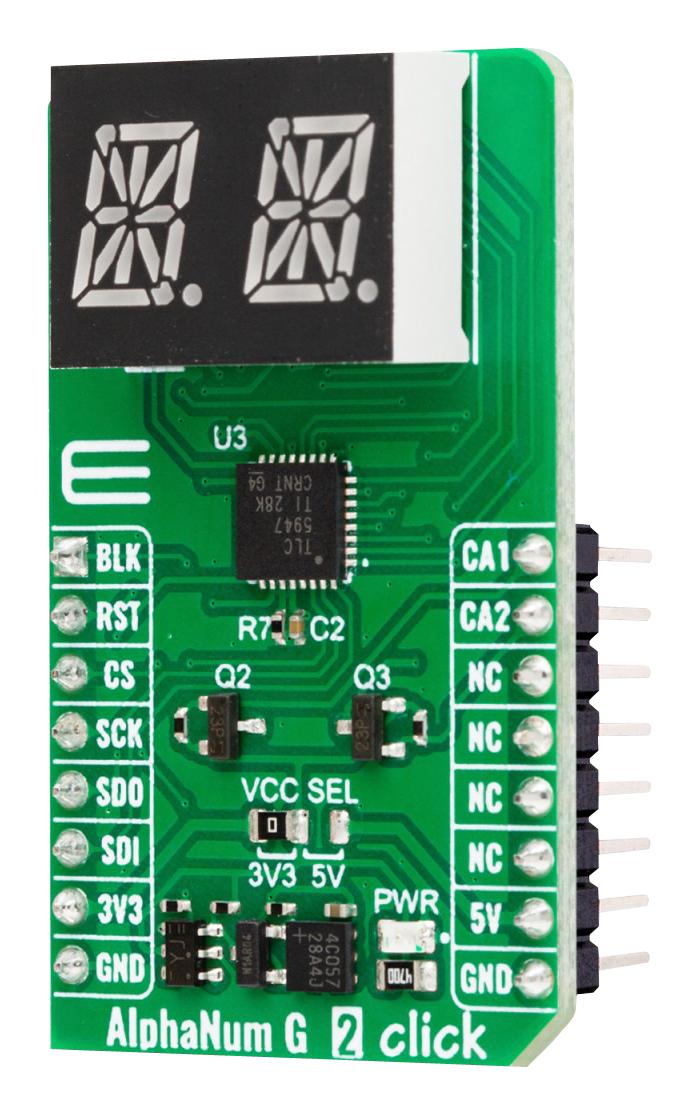 MIKROELEKTRONIKA MIKROE-5903 Add-On Board, AlphaNum G 2 Click, MikroE mikroBUS Compatible Development Boards
