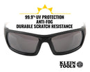 KLEIN TOOLS 60164 Sunglasses, Protective / Safety, Anti-Fog, Black/Orange